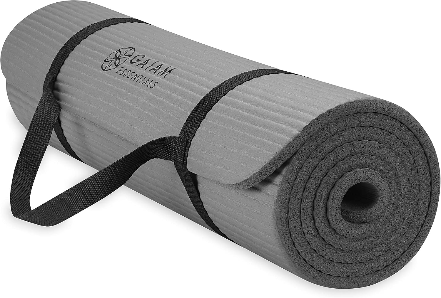 Gaiam Thick Yoga Mat, Exercise & Fitness Mat with Easy-Cinch Carrying Strap