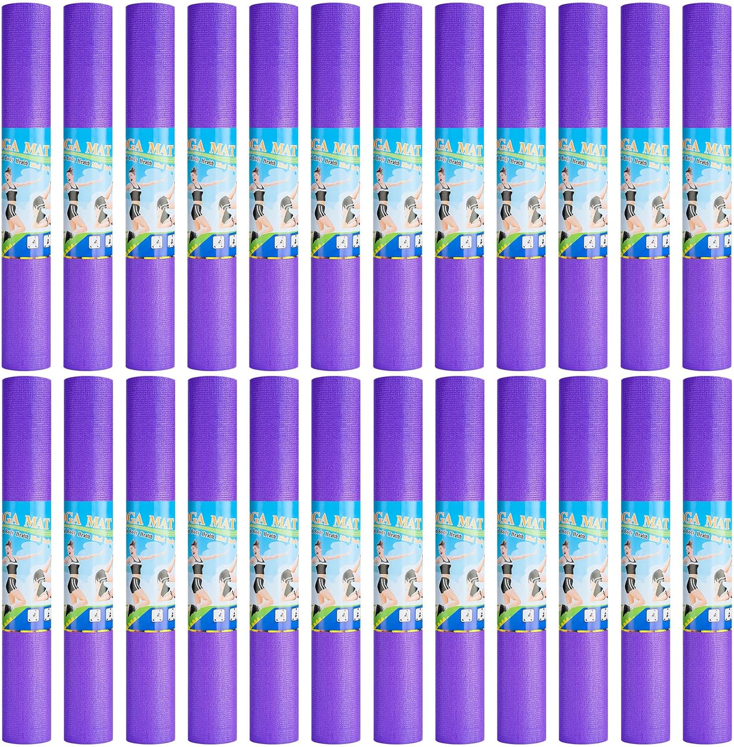 Funtery 3 mm Thin Yoga Mats Bulk, 68 x 24 in