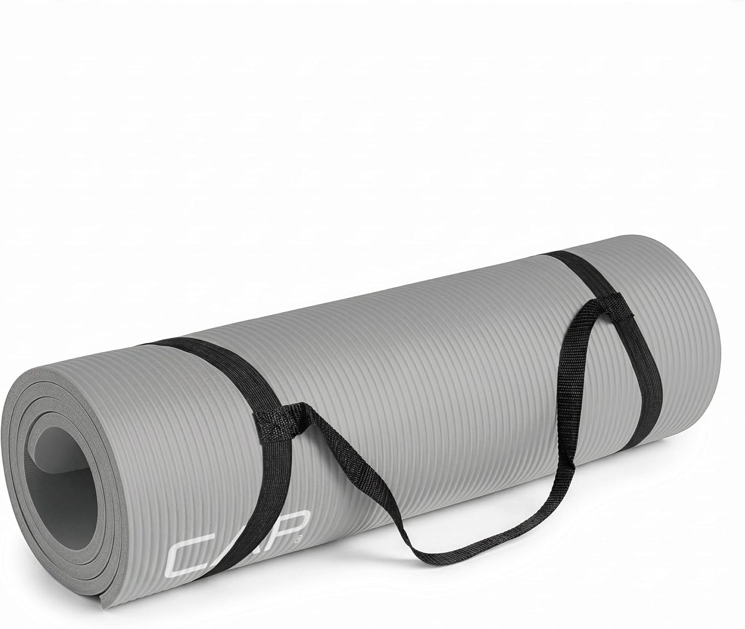 CAP Barbell 1/2-Inch High Density Exercise Yoga Mat with Strap