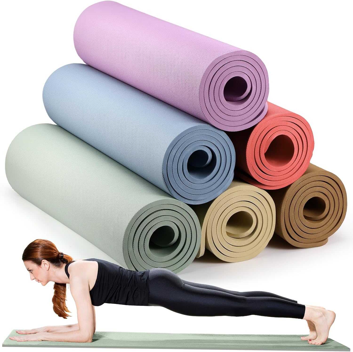 Timgle 6 Pcs 10mm Thick Yoga Mat Bulk 68 x 24 Inches