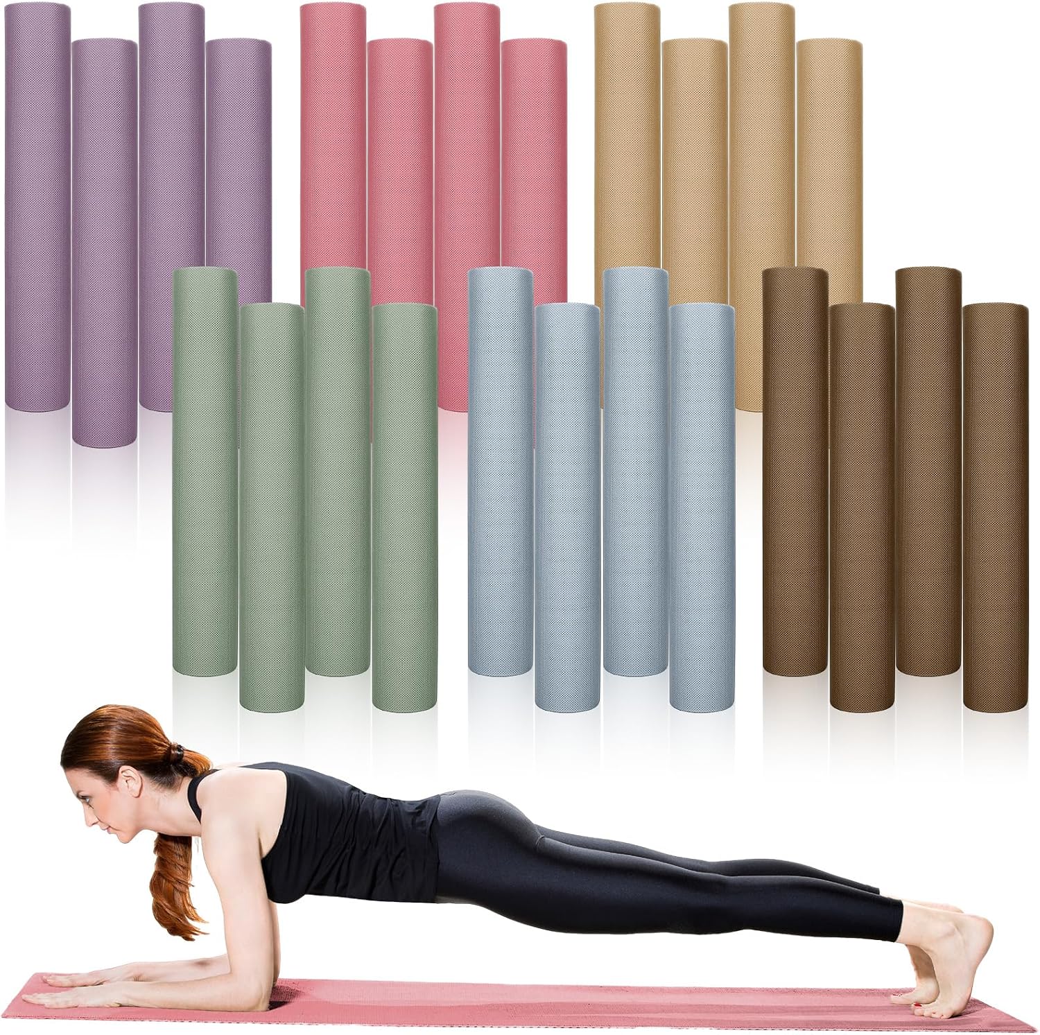 Timgle 24 Pack 68 by 24 Inch Yoga Mat Bulk, 4mm Thick Extra Long Sports Mat