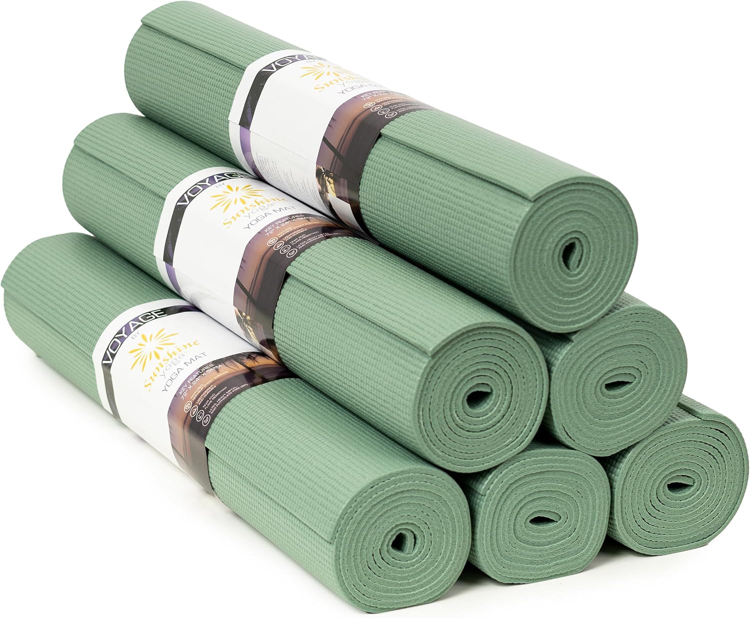Voyage 5mm Studio Yoga Mats, 6 Pack, 72x24in