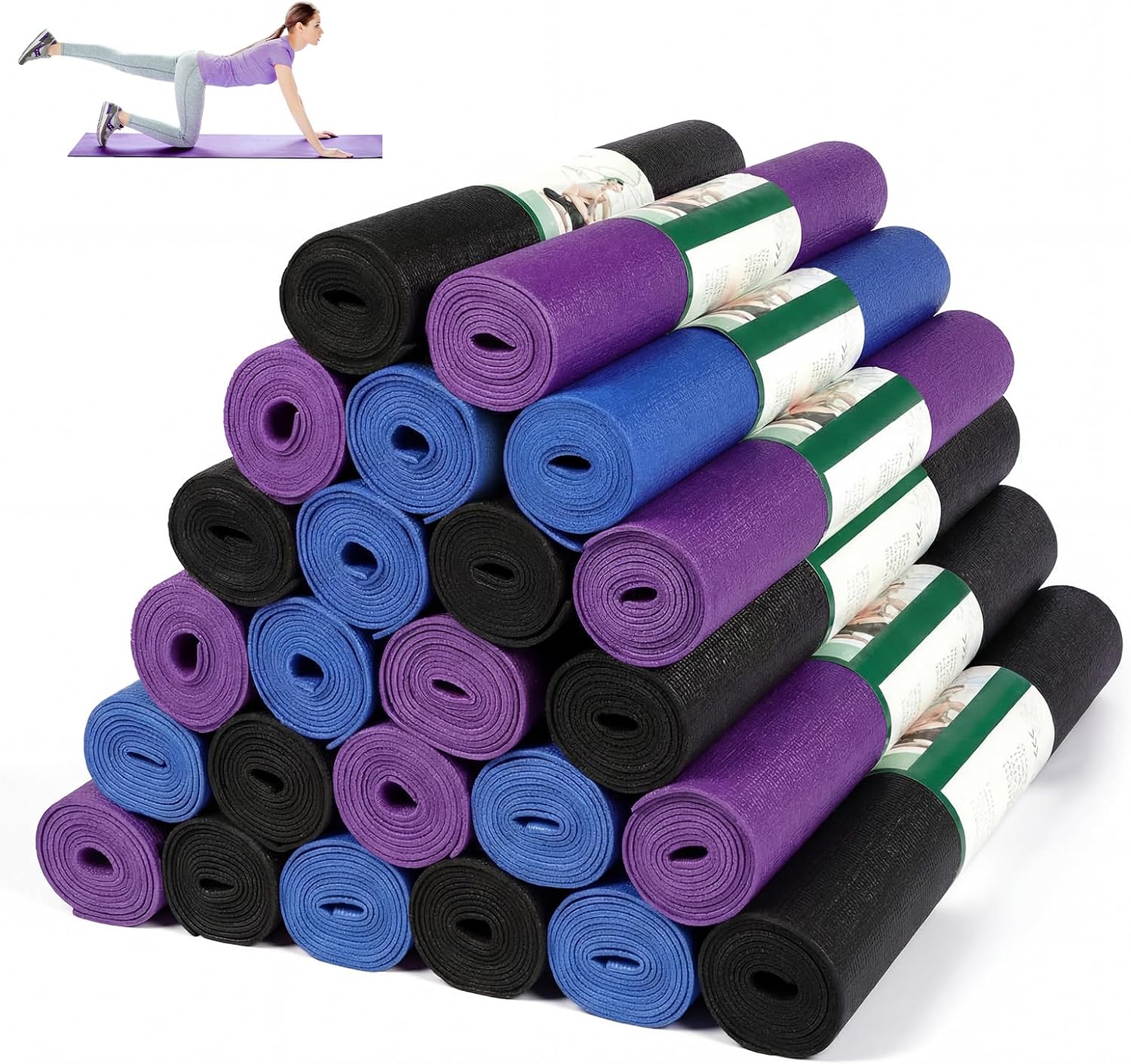 Wettarn 24 Pcs Yoga Mats Bulk